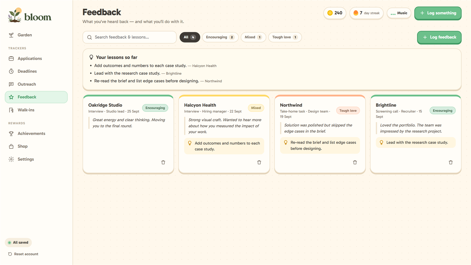 Jobstead's feedback tracker: what you were told, and what you'll do differently
